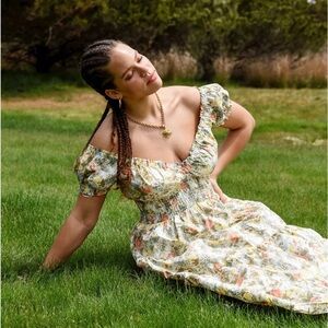 Danielle Bernstein for Macy’s Yellow Green Floral Poplin Maxi Dress 2X